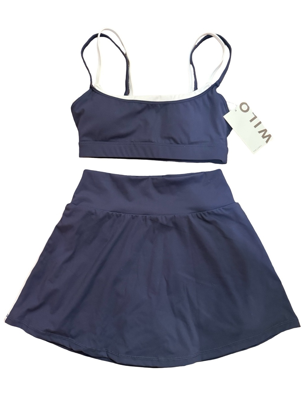 Wilo The Label Double Layer Sports Bra & Skort Set Navy XS NWT - Picture 1 of 7